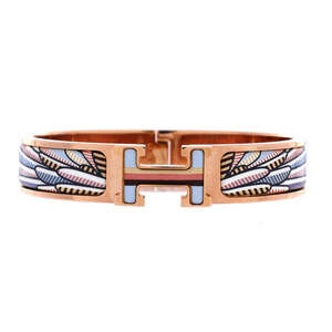 Hermes Narrow Clic H Bracelet Printed Enamel